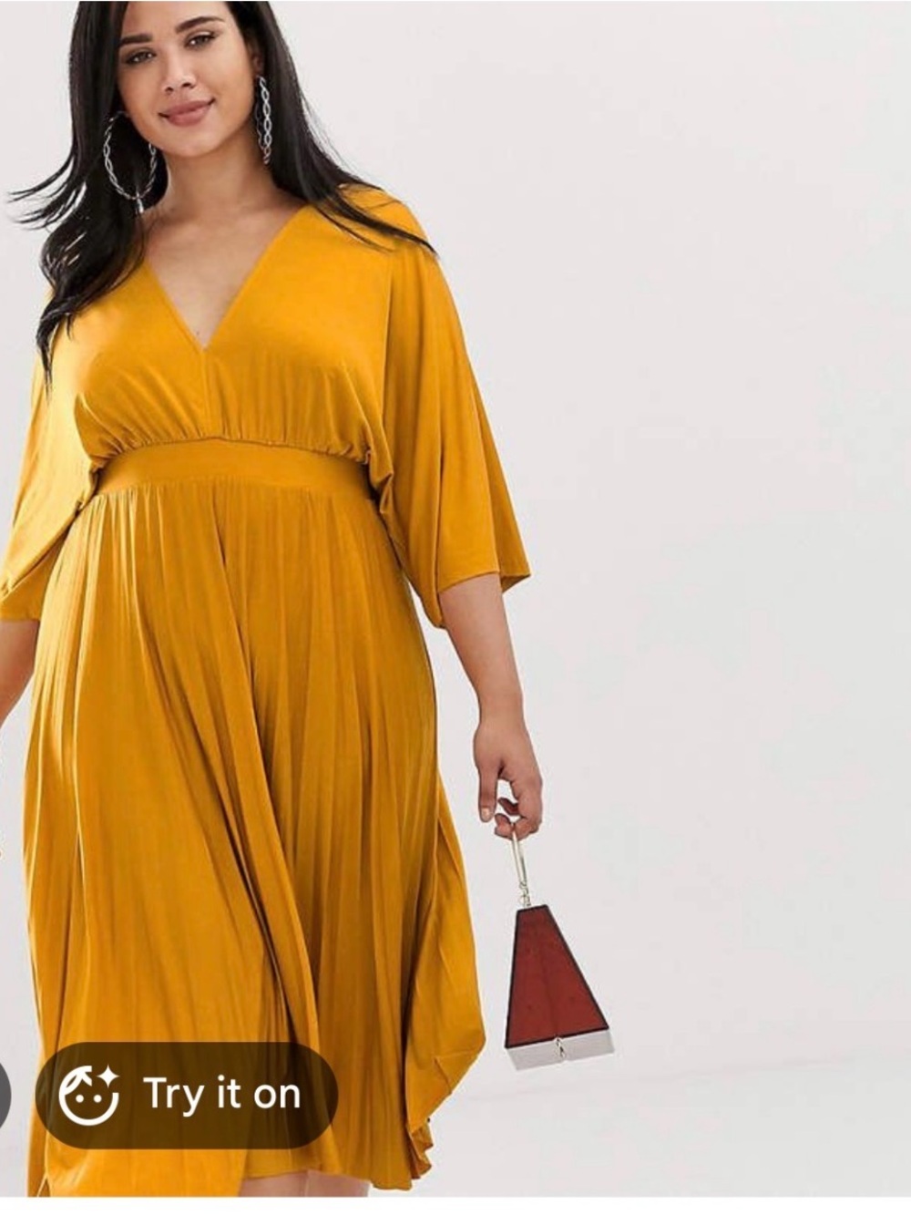 ASOS Curve Mustard V-Neck Midi Dress